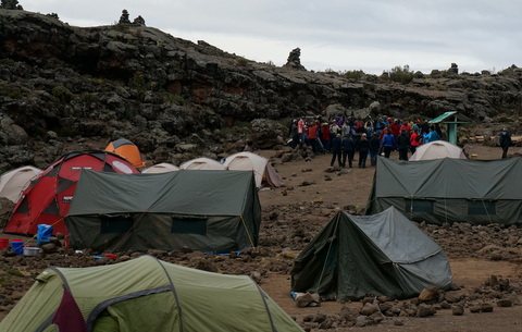 One of the earlier more crowded camps lower down  on the mountain